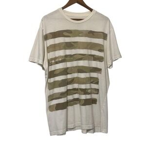 Ecko Unltd Mens 2X White Camo Stripe Graphic T-Shirt Streetwear Urban Y2K Casual